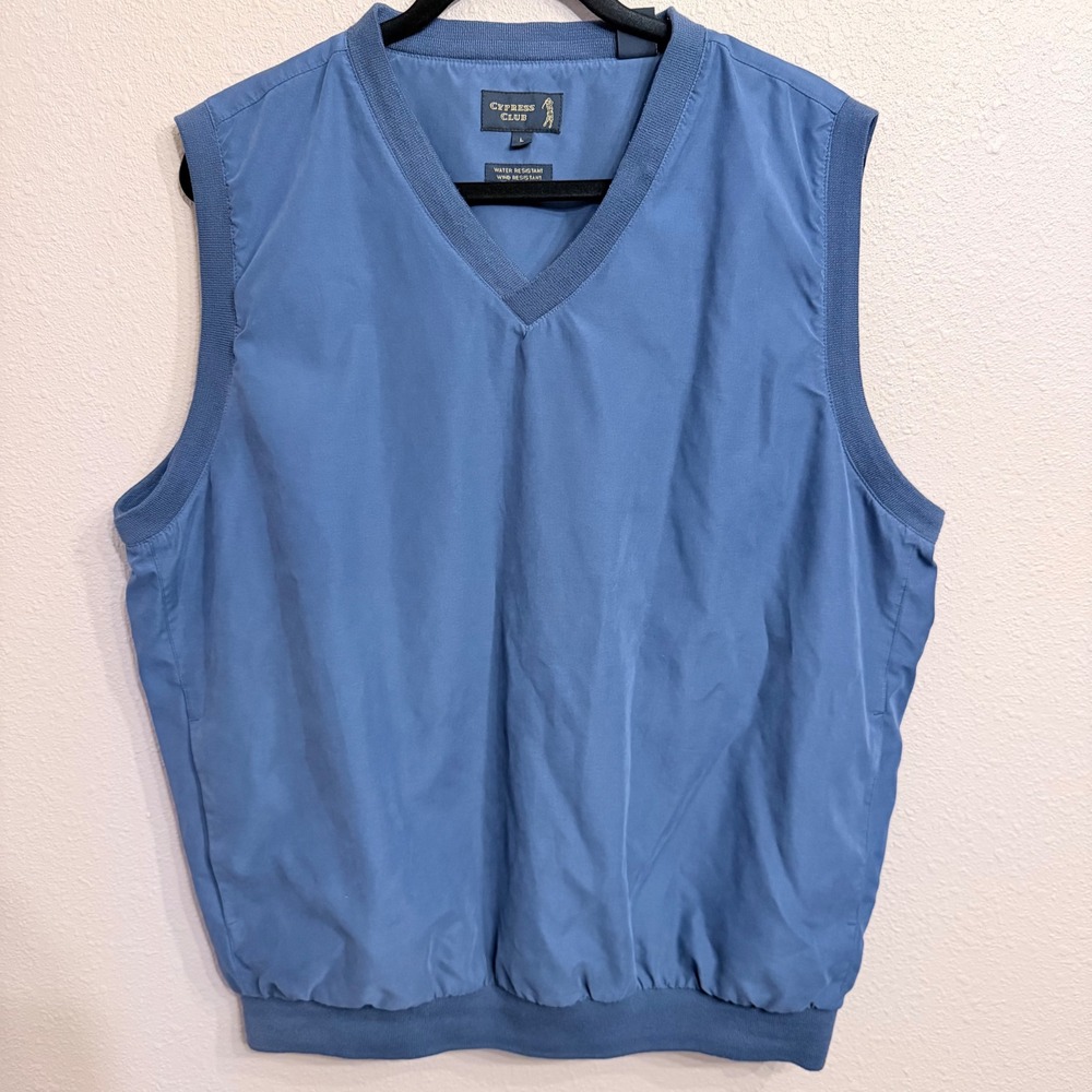 Cypress Club Mens Blue‎ Golf Wind Vest Water Resistant V-Neck Large